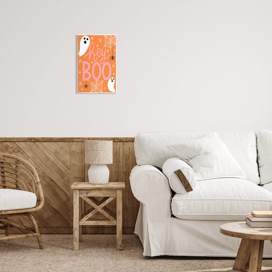 Stupell Industries Hey Boo Orange Halloween Ghosts Wall Plaque Art